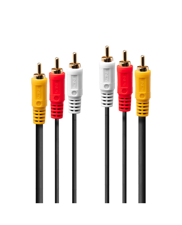 Lindy 35690 câble audio 1 m 3 x RCA Noir, Rouge, Blanc, Jaune
