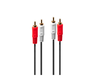 Lindy 35664 câble audio 10 m 2 x RCA Rouge, Blanc