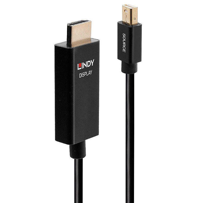 Lindy 40922 câble vidéo et adaptateur 2 m Mini DisplayPort HDMI Type A (Standard) Noir