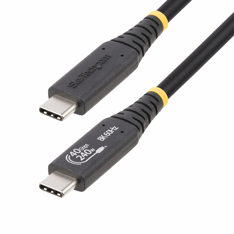 StarTech.com Câble USB4 de 1m, Câble USB-C Certifié USB-IF, 40Gbps, Power Delivery 240W PD 3.1 EPR, 8K 60Hz, Cordon de Transfert