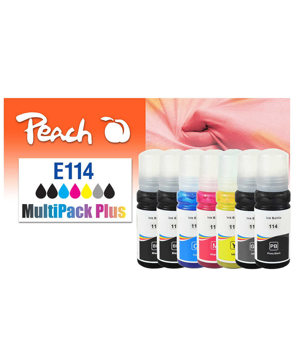 Peach 321707 cartouche d'encre 7 pièce(s) Compatible Rendement standard Noir, Cyan, Gris, Magenta, Jaune