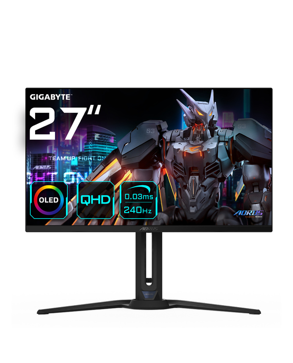 GIGABYTE AORUS ÉCRAN DE JEU AORUS FO27Q2 OLED QHD 27” - 2560 X 1440 (QHD), 240 HZ, 0,03 MS, KVM, 250 CD/M2, FREESYNC PREMIUM PRO
