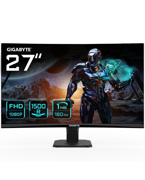 GIGABYTE MONITEUR DE JEU INCURVÉ GS27FC 27" FHD - 1920 X 1080 (FHD), 180HZ, 1MS, 250 CD/M², FREESYNC PREMIUM, PRÊT POUR HDR, HDM