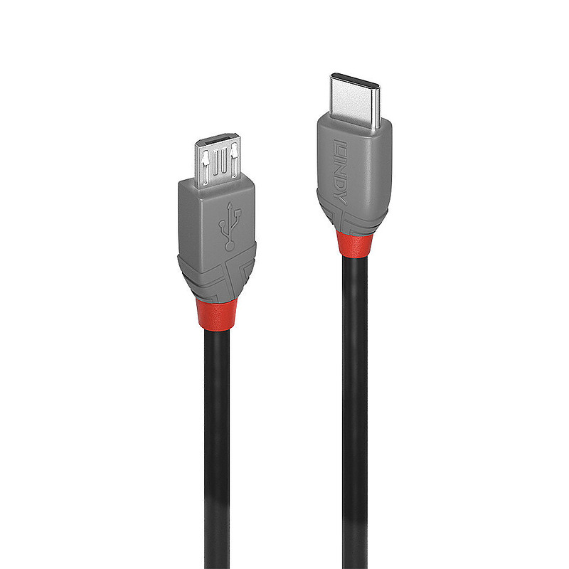 Lindy 36892 câble USB USB 2.0 2 m USB C Micro-USB B Noir, Gris