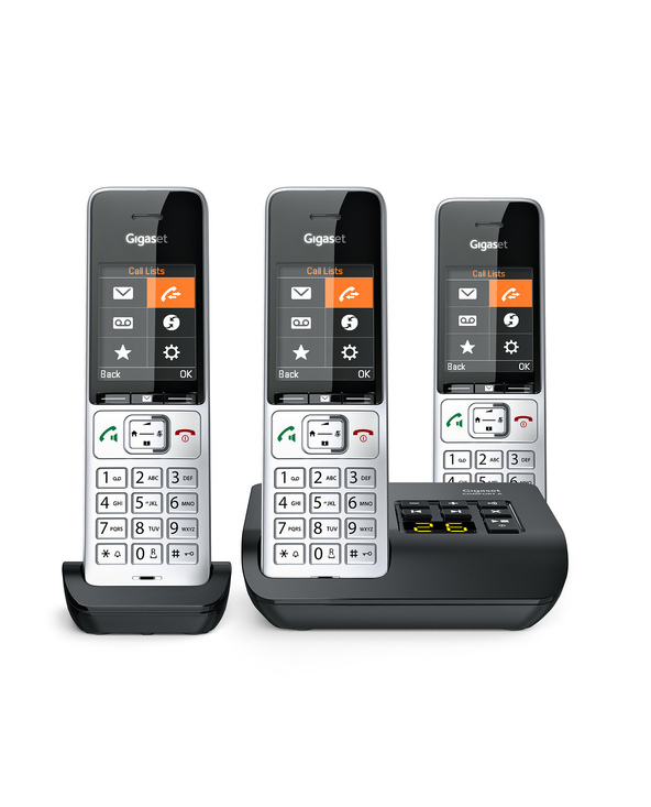 Gigaset COMFORT 500A Trio Téléphone analog/dect Identification de l'appelant Noir, Argent