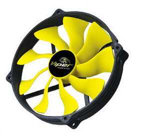 Akasa 14cm Viper R Fan Boitier PC Ventilateur Noir, Jaune
