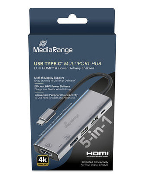 MediaRange MRCS511 hub & concentrateur USB Type-C 480 Mbit/s Argent