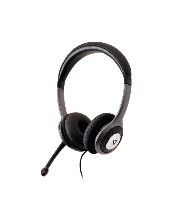 V7 HU521-2EP écouteur/casque Avec fil Arceau Bureau/Centre d'appels Noir, Argent