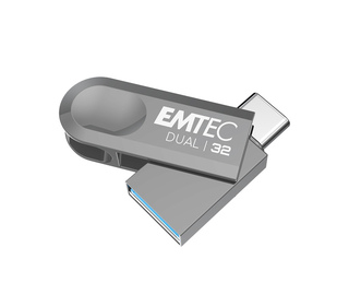 Emtec D280 Dual lecteur USB flash 32 Go USB Type-A / USB Type-C 3.2 Gen 1 (3.1 Gen 1) Argent