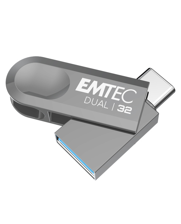 Emtec D280 Dual lecteur USB flash 32 Go USB Type-A / USB Type-C 3.2 Gen 1 (3.1 Gen 1) Argent