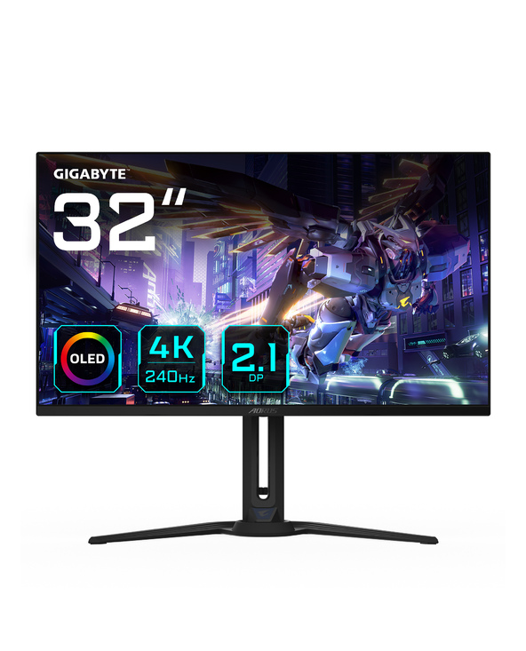 GIGABYTE ÉCRAN DE JEU AORUS FO32U2P OLED DE 32” - 3840 X 2160 (UHD), 240HZ, 0,03MS, 250 CD/M², KVM, FREESYNC PREMIUM PRO, DISPLA