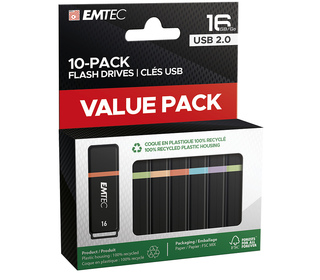 Emtec K100 lecteur USB flash 16 Go USB Type-A 2.0 Noir, Multicolore