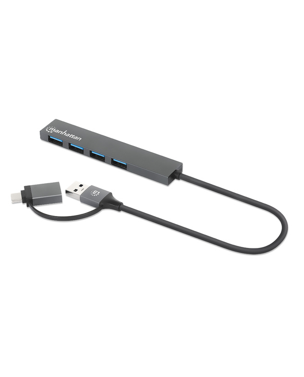 Manhattan 181006 hub & concentrateur USB 3.2 Gen 1 (3.1 Gen 1) Type-A 5000 Mbit/s Gris