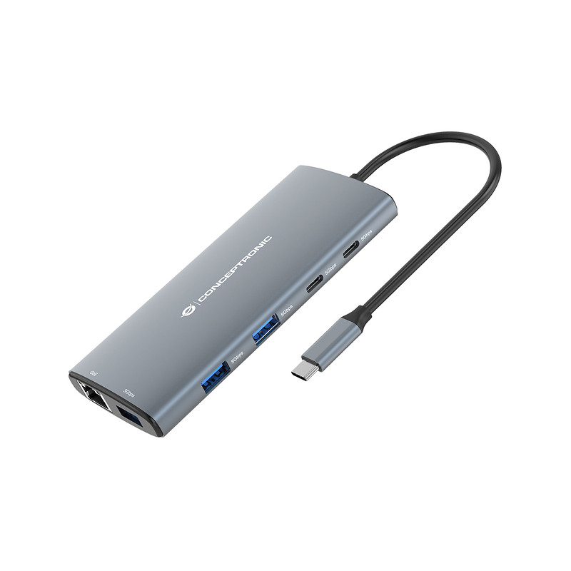 Conceptronic DONN06G station d'accueil Avec fil USB 3.2 Gen 1 (3.1 Gen 1) Type-C Gris
