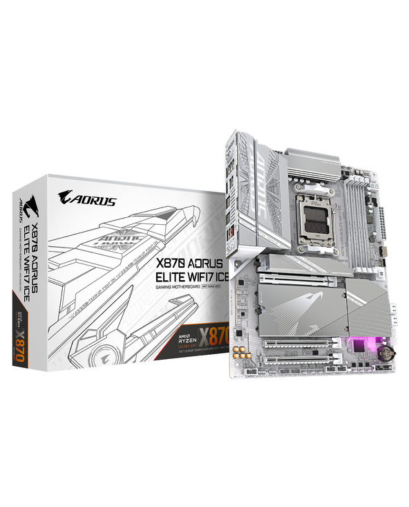 GIGABYTE Carte mère X870 A ELITE WF7 ICE - Prend en charge les processeurs AMD Ryzen 9000, VRM numérique 16+2+2 phases, jusqu'à 