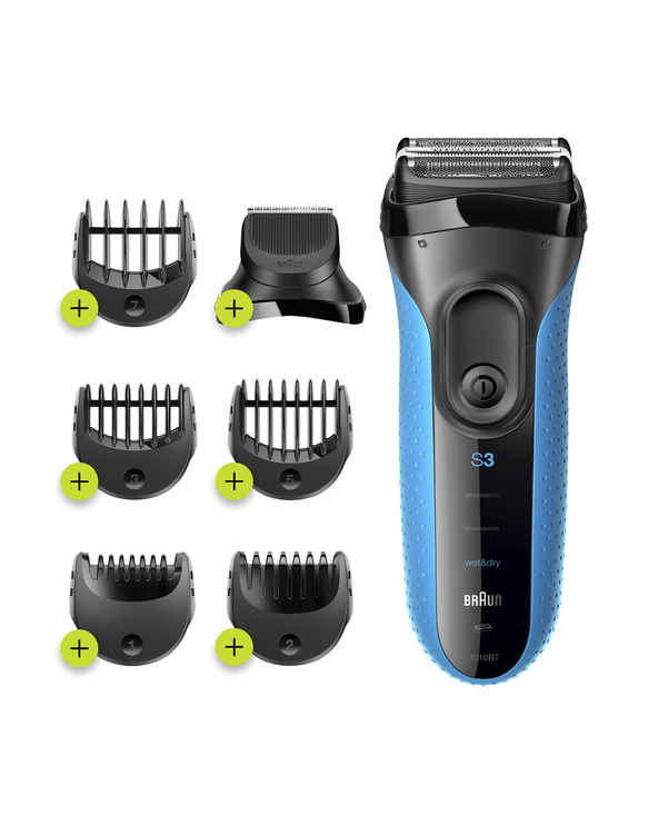 Braun Series 3 Shave&Style 3010BT Rasoir à grille Tondeuse Noir, Bleu