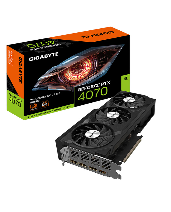 GIGABYTE Carte Graphique GeForce RTX 4070 WINDFORCE OC V2 12G - 12GB GDDR6, 192bit, PCI-E 4.0, 2490MHz Core Clock, 3 x DisplayPo