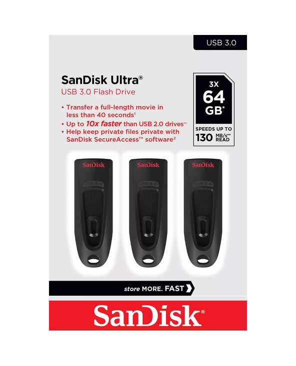 Western Digital Ultrastar SanDisk Ultra lecteur USB flash 64 Go USB Type-A 3.2 Gen 1 (3.1 Gen 1) Noir