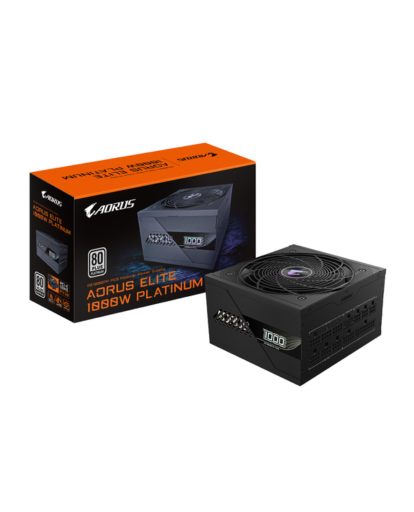 GIGABYTE AORUS ELITE P1000W ICE Alimentation - PCIe 5.0, 80 PLUS Platinum, Conception entièrement modulaire, Ventilateur de 120 