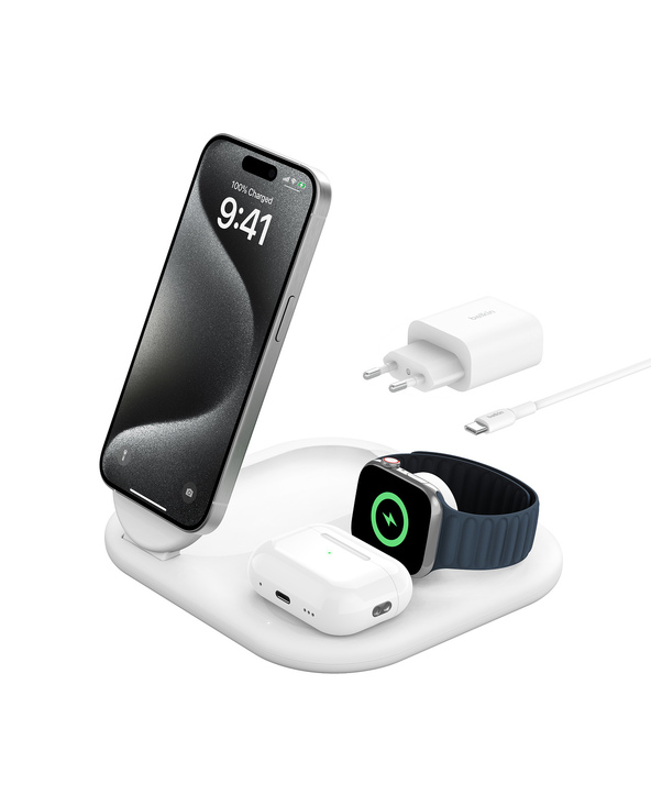 Belkin BoostCharge Écouteurs, Smartphone, Smartwatch Blanc USB Recharge sans fil Charge rapide Intérieure