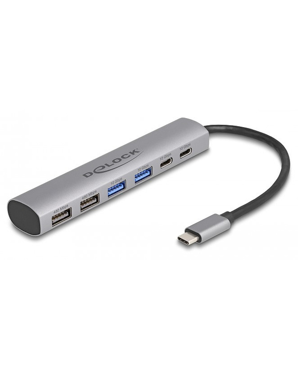 DeLOCK Hub 6 prises USB avec 4 x USB Type-A femelle et 2 x USB Type-C femelle
