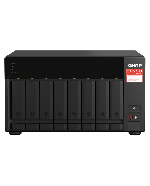 QNAP TS-873A NAS Tower Ryzen Embedded V1500B 8 Go DDR4 30,72 To SSD QuTS hero Noir