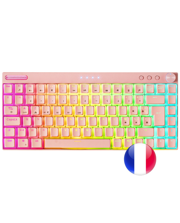 Mars Gaming MKCLOUDPRFR clavier Jouer USB + Bluetooth AZERTY Français Rose