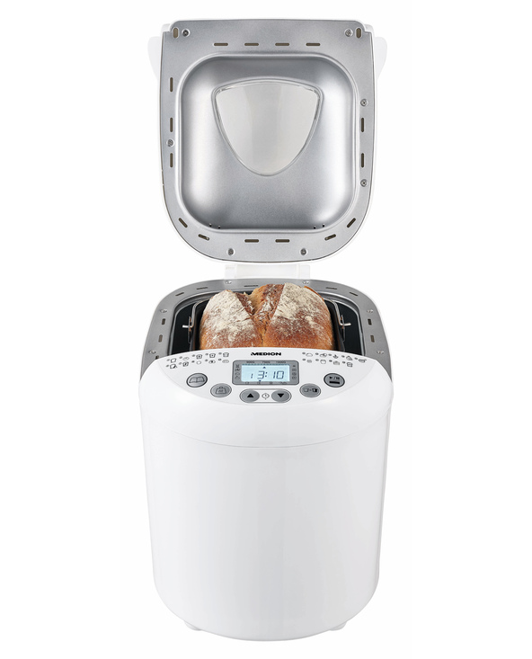 MEDION Machine à pain MD 11011 - 19 programmes - 3 niveaux de brunissage - 550 W - 1 Kg - Blanc MEDION Machine à pain MD 11011 - 19 programmes - 3 niveaux de brunissage - 550 W - 1 Kg - Blanc