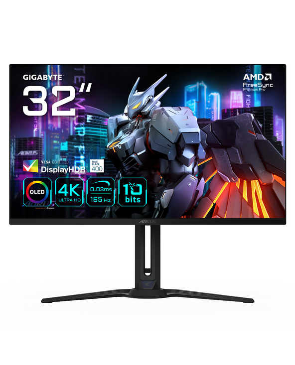 GIGABYTE AORUS FO32U 31,5” MONITEUR DE JEU UHD - 3840 X 2160 (UHD), 165HZ, 0,03MS, 250 CD/M², FREESYNC PREMIUM PRO, DISPLAYHDR T