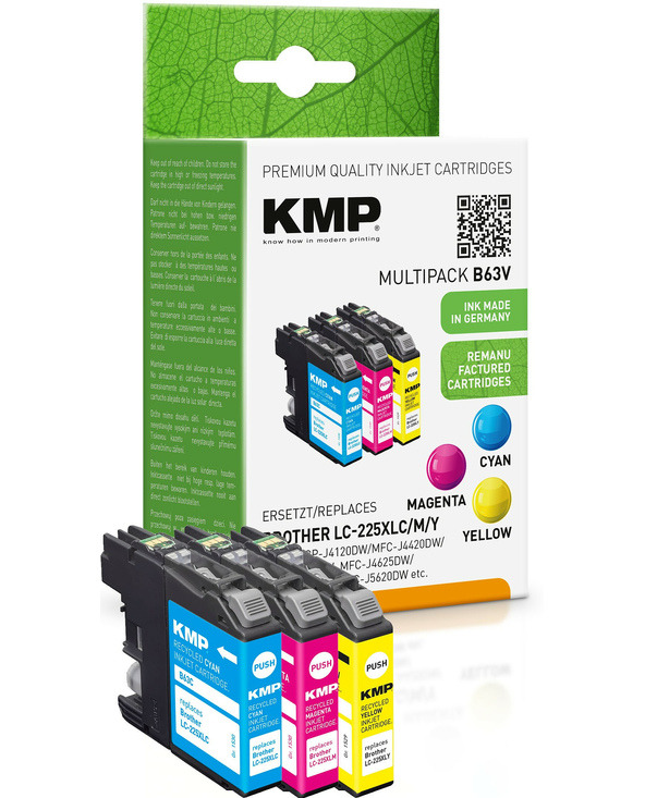 KMP B63V cartouche d'encre 3 pièce(s) Compatible Rendement élevé (XL) Cyan, Magenta, Jaune
