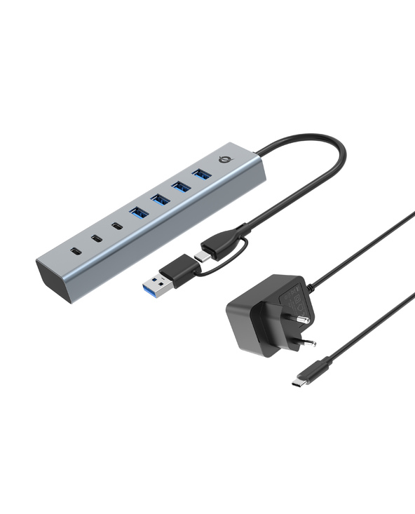 Conceptronic HUBBIES20GP hub & concentrateur USB 3.2 Gen 1 (3.1 Gen 1) Type-C 5000 Mbit/s Gris