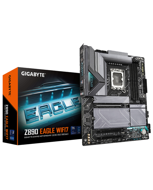 GIGABYTE Carte mère Z890 EAGLE WIFI7 - Prend en charge les processeurs Intel Core Ultra (Série 2), VRM à 14+1+2 phases, jusqu'à 