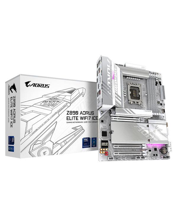 GIGABYTE Carte mère Z890 AORUS ELITE WIFI7 ICE - Prend en charge les processeurs Intel Core Ultra (Série 2), VRM à 16+1+2 phases