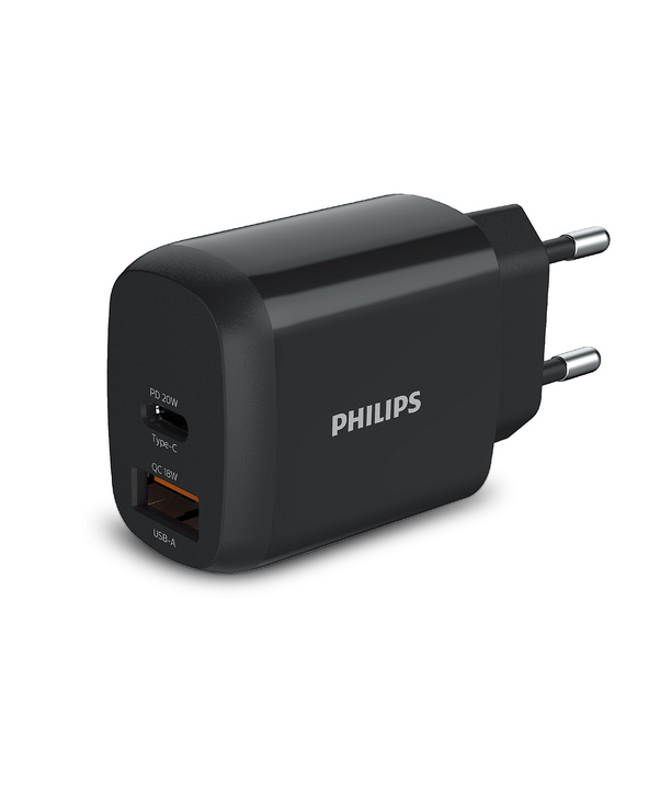 Philips Chargeur secteur 18W 1 port USB-Type C et 1 USB-A