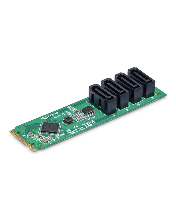 StarTech.com Carte Adaptateur M.2 vers SATA à 4 Ports, Carte Extension M.2 PCIe 3.0 vers HDD/SSD SATA, Chipset ASM1064, M.2 NVMe