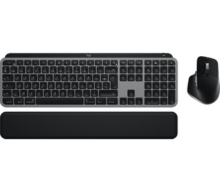 Logitech MX Keys S Combo for Mac clavier Souris incluse maison/bureau RF sans fil + Bluetooth AZERTY Français Aluminium, Noir