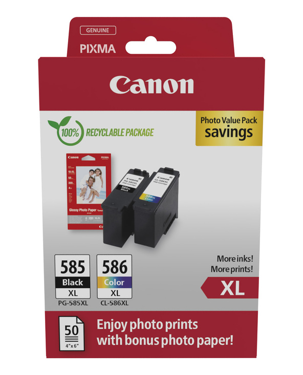 Canon PG-585XL/CL-586 PVP cartouche d'encre 2 pièce(s) Original Rendement élevé (XL) Noir, Cyan, Magenta, Jaune