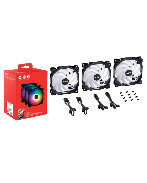 XPG VENTO 120 ARGB PWM Boitier PC Ventilateur 12 cm Noir 3 pièce(s)