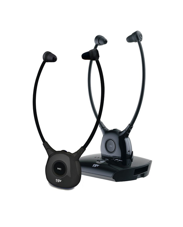 CGV 20853 écouteur/casque Sans fil Ecouteurs TV Socle de chargement Noir