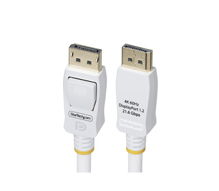 StarTech.com Câble DisplayPort 1.2 de 1,8m Blanc Certifié VESA, 4K 60Hz, 21.6Gbps, Connecteurs DP Verrouillables, Câble DisplayP