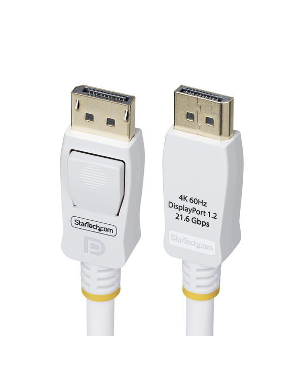 StarTech.com Câble DisplayPort 1.2 de 1,8m Blanc Certifié VESA, 4K 60Hz, 21.6Gbps, Connecteurs DP Verrouillables, Câble DisplayP