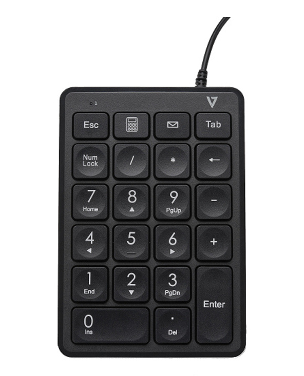 V7 Pavé numérique filaire USB KP350 - 22 touches - Calculatrice, Tabulation, Touches de raccourci de retour arrière - Câble de 6