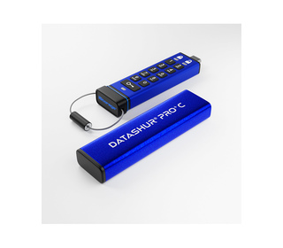 iStorage datAshur PRO+C 32GB | Secure USB Type-C Memory Stick | FIPS 140-3 Level 3 pending | PIN protected | Type C-A adapter in