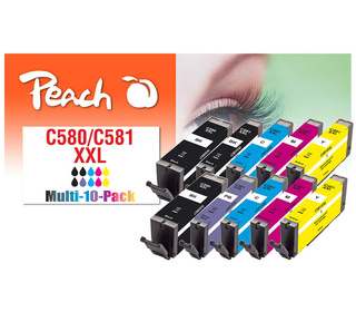 Peach PI100-437 cartouche d'encre 10 pièce(s) Compatible Rendement extra (super) élevé Noir, Cyan, Magenta, Bleu photo, Jaune