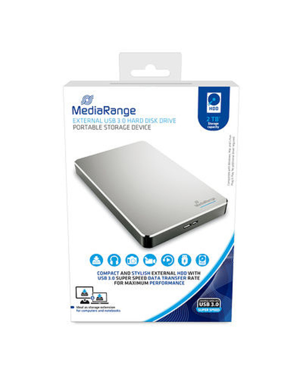 MediaRange MR997 disque dur externe 2 To 5400 tr/min 2.5 Micro-USB B 3.2 Gen 1 (3.1 Gen 1) Argent