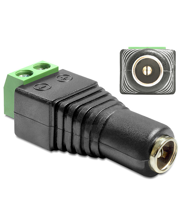 DeLOCK 65421 changeur de genre de câble DC 2.1 x 5.5 mm 2p Noir, Vert, Argent