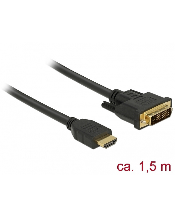 DeLOCK 85653 câble vidéo et adaptateur 1,5 m HDMI Type A (Standard) DVI Noir