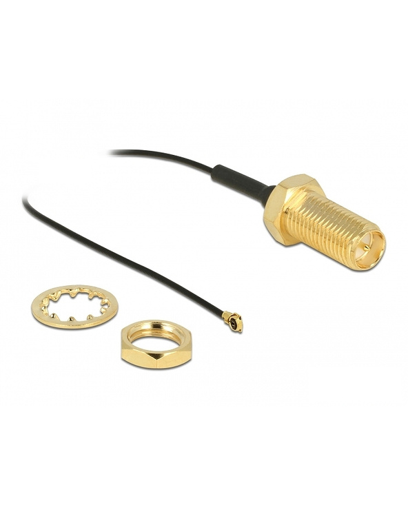 DeLOCK Câble d'antenne RP-SMA femelle sur cloison vers I-PEX Inc., MHF 4 mâle 0.81 35 cm Longueur filetée 35 mm