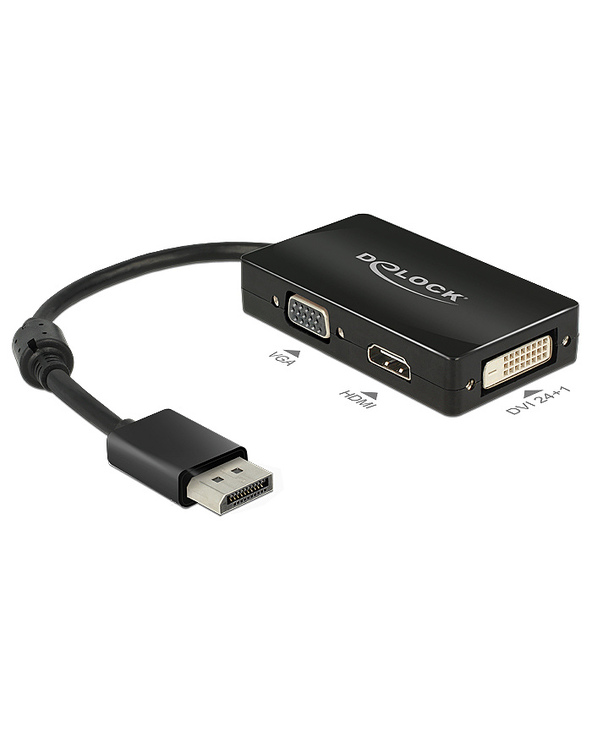 DeLOCK 0.16m DisplayPort/VGA+HDMI+DVI 0,16 m VGA (D-Sub)+ HDMI + DVI Noir