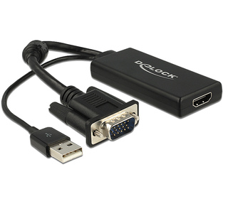 DeLOCK 0.25m VGA+USB2.0-A/HDMI 0,25 m VGA (D-Sub) + USB Noir